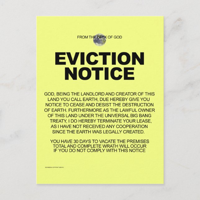 Carte Postale Du bureau de Dieu (Devant)