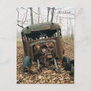 Carte postale du bus de la vieille école