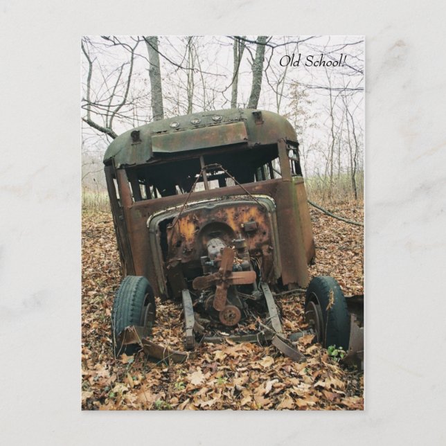 Carte postale du bus de la vieille école (Devant)