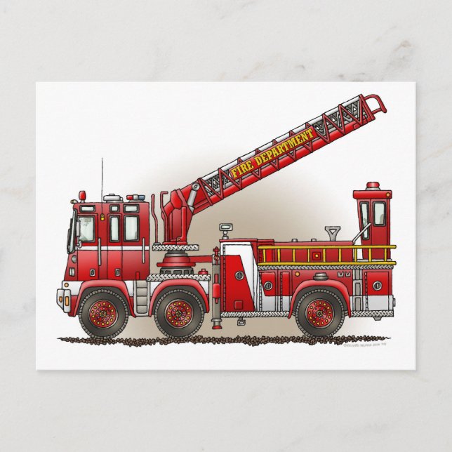 Carte postale du camion-citerne pour pompiers à cr (Devant)