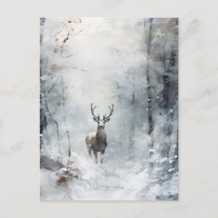 Carte postale du cerf de forêt d'hiver