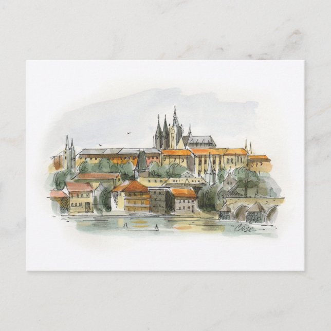 Carte postale du château de Prague (Devant)