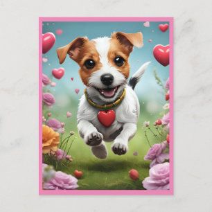 Carte postale du chien de la Saint-Valentin