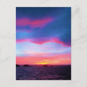 Carte postale du coucher de soleil en mer