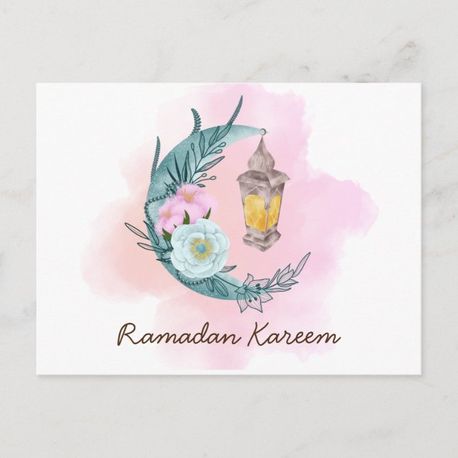 Carte postale du croissant d'aquarelle Ramadan Kar (Devant)