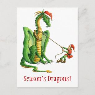 Carte postale du dragon de Noël