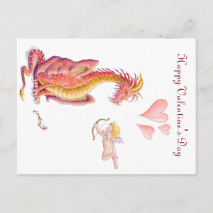 Carte postale du dragon de Saint-Valentin