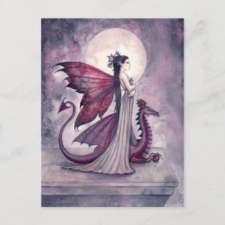 Carte postale du dragon fée du crépuscule cramoisi