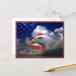 Carte postale du drapeau américain et de l'aigle p