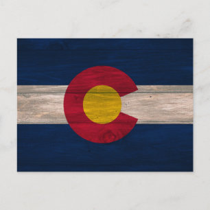 Carte postale du drapeau du Colorado Wood