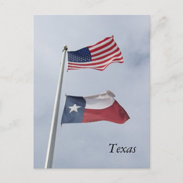 Carte postale du drapeau du Texas et des États-Uni (Devant)