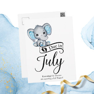 Carte Postale Dû en Juillet Petit cacahuète bébé petit éléphant