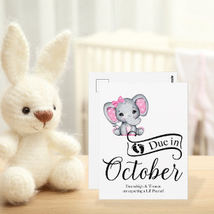 Carte Postale Dû en Octobre Petite arachide bébé fille Eléphant