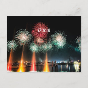 Carte postale du feu d'artifice Dubaï