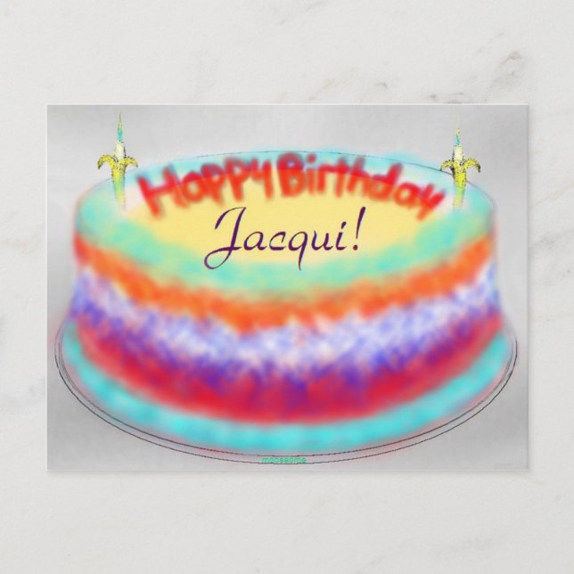 Carte postale du gâteau d'anniversaire de Jacqui (Devant)