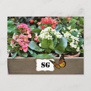 Carte postale du jardin de fleurs de monogramme
