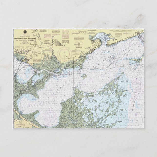 Carte postale du lac Borgne LA Carte nautique (Devant)