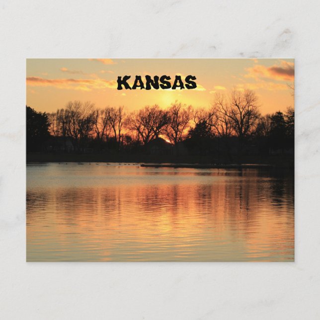 Carte postale du lac Sterling du Kansas Sunset Ref (Devant)