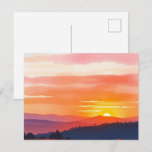 Carte postale du lever et du coucher de soleil dor