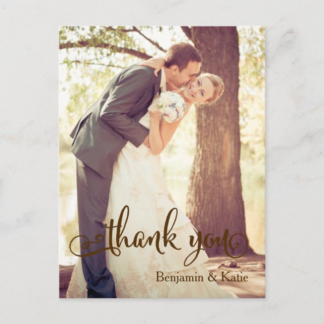Carte postale du Mariage Brown de typographie Merc (Devant)