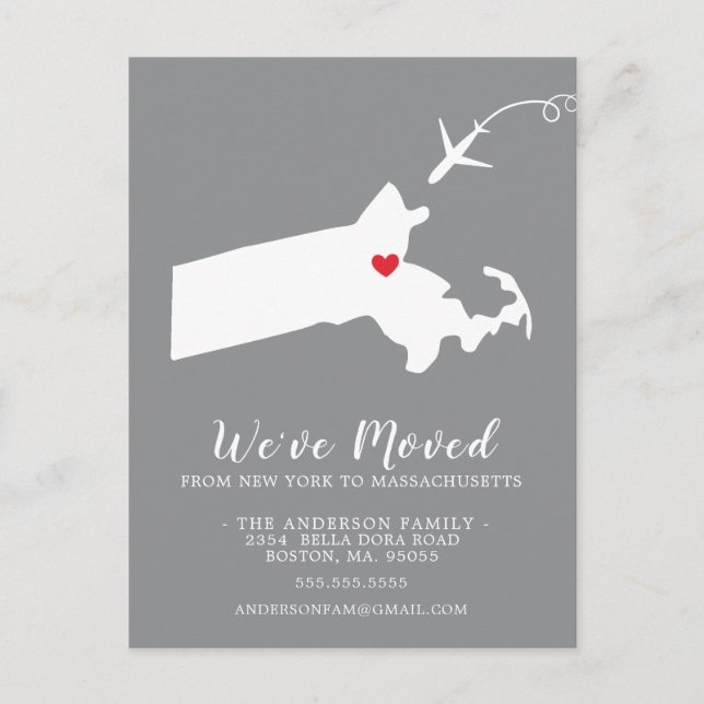 Carte postale du Massachusetts de l'État de déména (Devant)