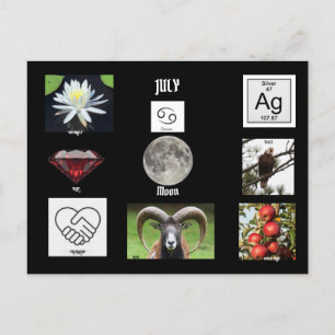 Carte postale du mois de naissance Cancer juillet