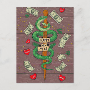 Carte Postale Du Nouvel An Chinois Du Serpent À Bo