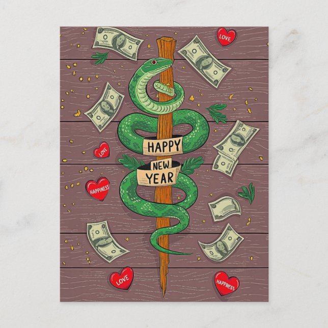 Carte Postale Du Nouvel An Chinois Du Serpent À Bo (Devant)