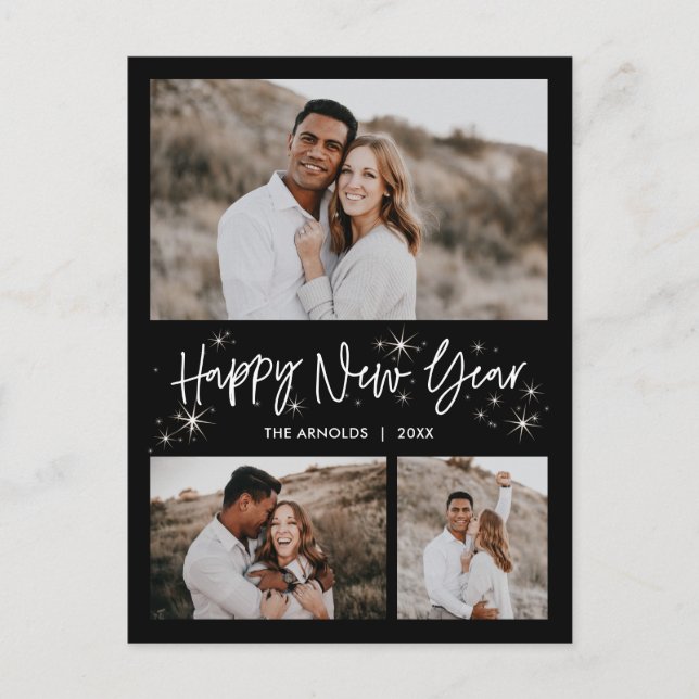 Carte postale du Nouvel An du ciel scintillant (Devant)