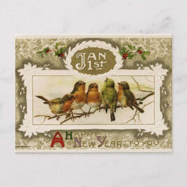 Carte postale du Nouvel An vintage (Devant)