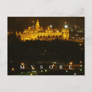 Carte postale du palais de Mysore en Inde la nuit