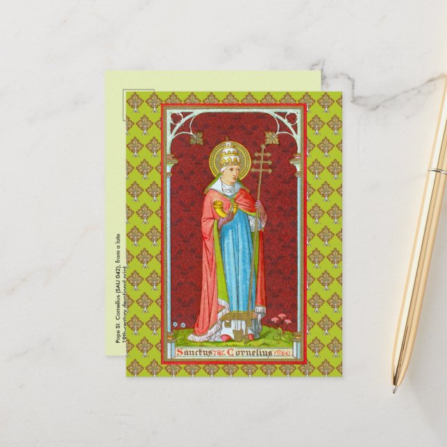 Carte postale du pape St. Cornelius (SAU 042) (Devant/Arrière en situation)