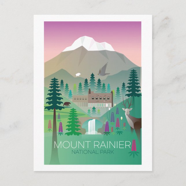 Carte postale du parc national du Mont-Rainier (Devant)