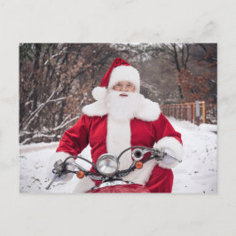 Carte postale du Père Noël à moto