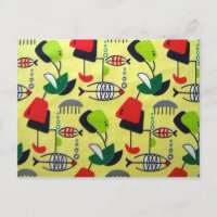 Carte postale du poisson atomique moderne du milie