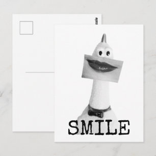 Carte postale du poulet en caoutchouc souriant