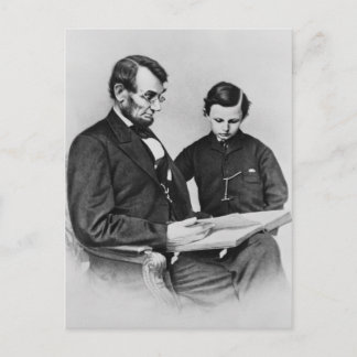 Carte postale du président Lincoln - Lecture avec 