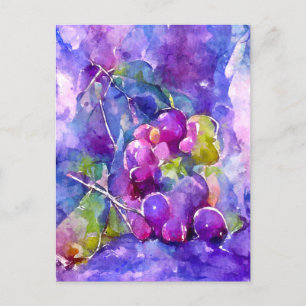 Carte Postale Du raisin aquarell.