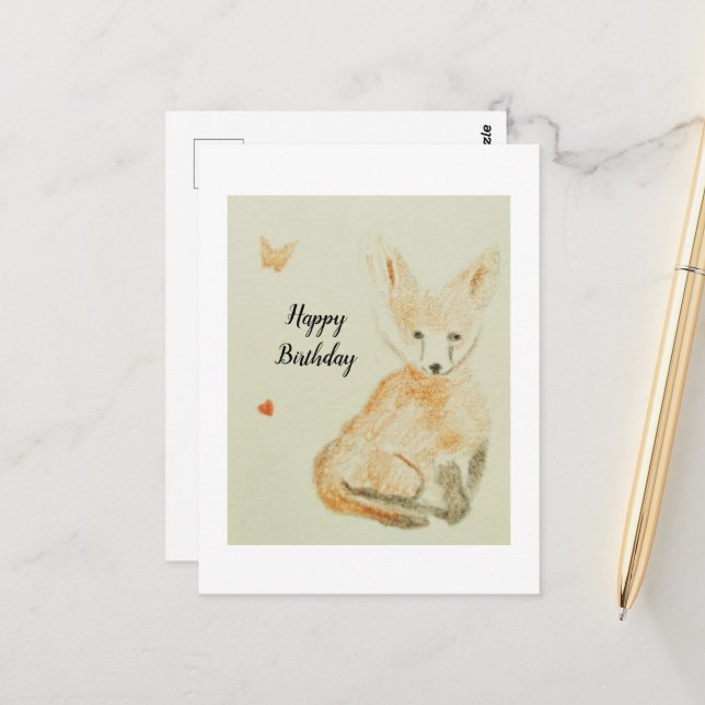 Carte postale du renard (Devant/Arrière en situation)