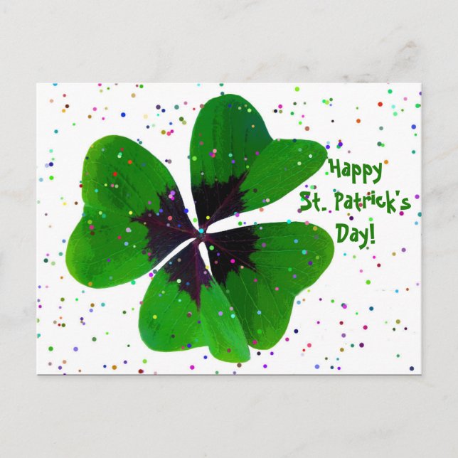 Carte postale du shamrock Confetti St. Patrick's D (Devant)