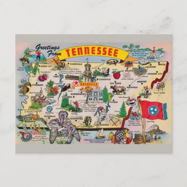 Carte postale du Tennessee State Map (Devant)