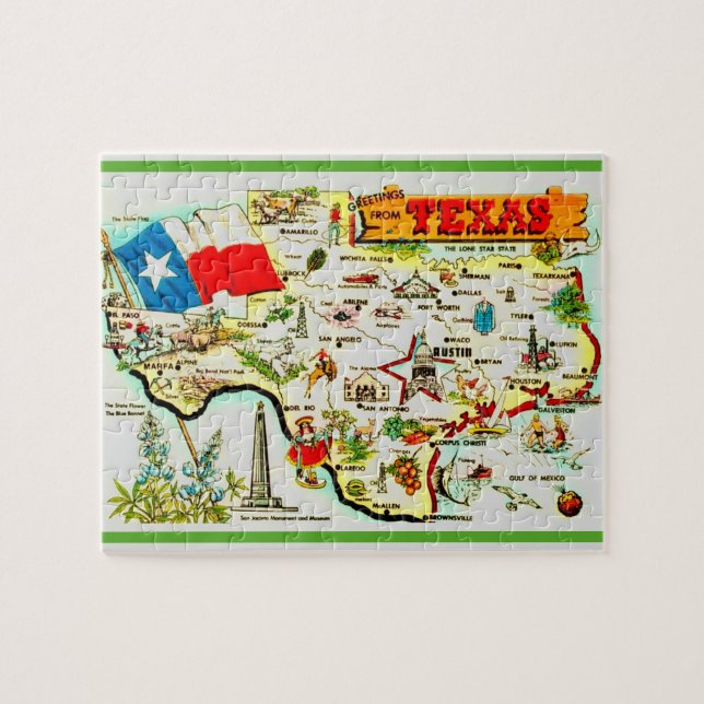 Carte postale du Texas Jigsaw Puzzle (Horizontal)