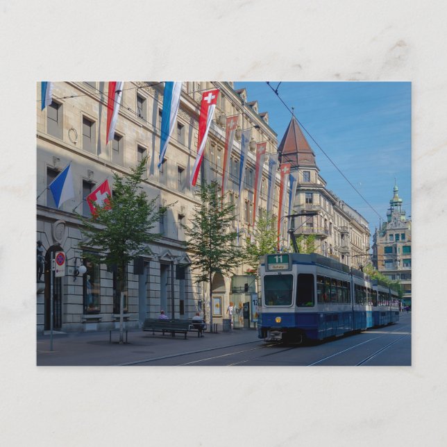 Carte postale du tramway de Zurich (Devant)