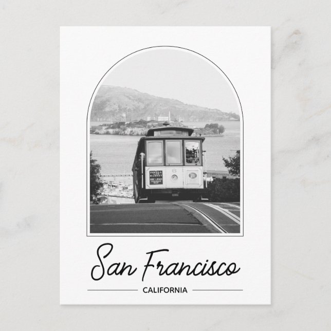 Carte postale du trolley de San Francisco noir et  (Devant)