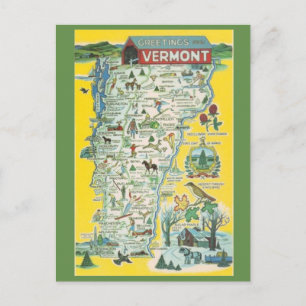 Carte postale du Vermont State Map