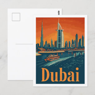 Carte Postale Dubai UAE Vintage célèbre Travel Place