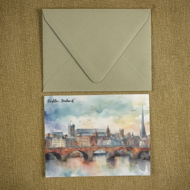 Carte Postale Dublin Ireland City Silhouette Aquarelle Peinture (dublin ireland panorama view postcard)