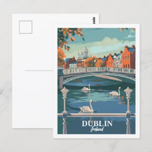 Carte Postale Dublin Irlande Vintage célèbre Travel Place