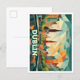 Carte Postale Dublin Irlande Voyage artistique coloré