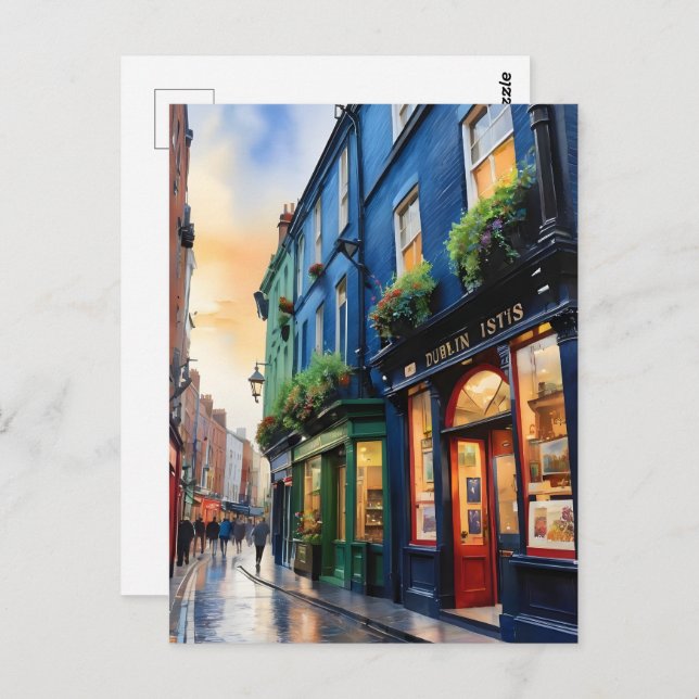 Carte Postale Dublin watercolor (Devant / Derrière)